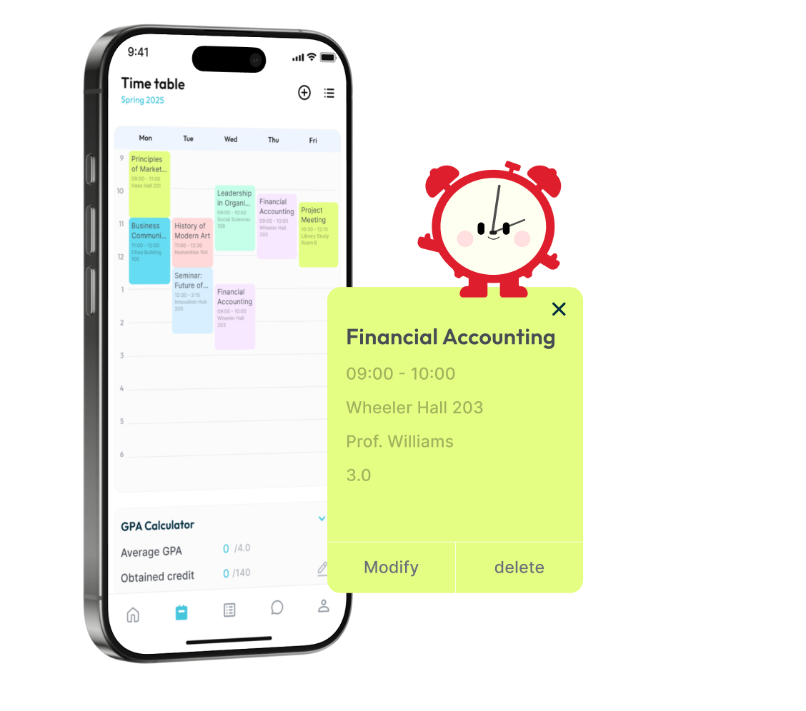 schedule and gpa screenshot